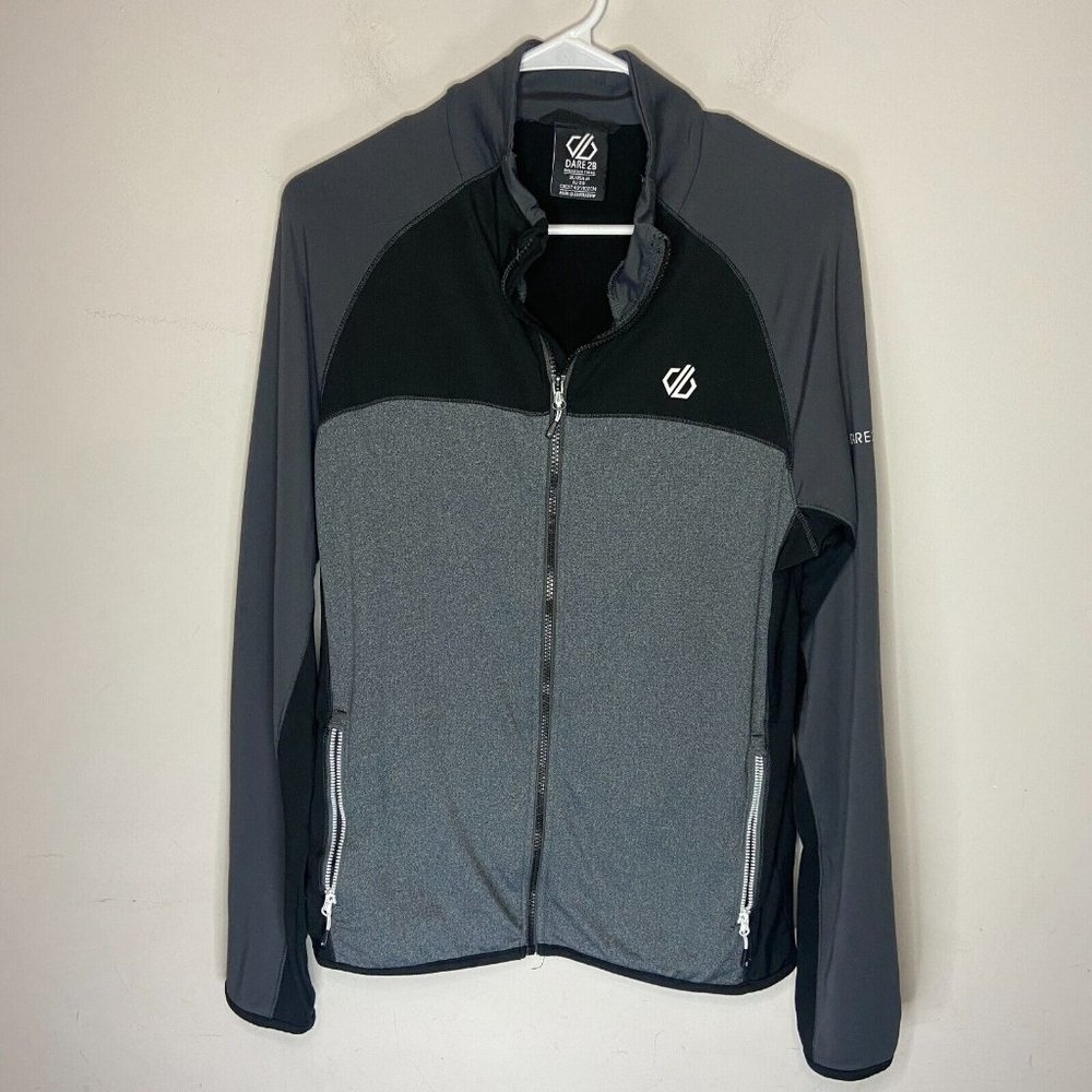 Dare 2B Mens M Full Zip Jacket Active Gray Black Long Sleeve Performance Stretch